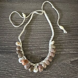 Vintage Handmade Crochet Shell Necklace Hawaii 90s